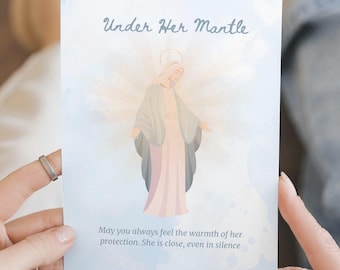 Marian aanmoedigingskaart | Aquarel Onze-Lieve-Vrouw | Katholiek begroetings- en spirituele ondersteuningscadeau