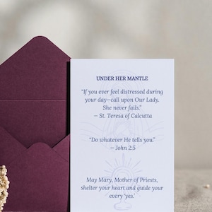 Marian Ordination Card: Catholic Priest Gift - Under Her Mantle