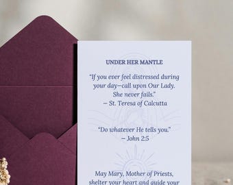 Mariawijdingskaart: cadeau katholieke priester - onder haar mantel