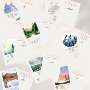 8 cartes Écriture catholique et citations de saints + stylo verset biblique | Jeu de cartes de voyage Pèlerins de l'espoir | Cadeau anniversaire de mariage | Boîte kraft | Revue
