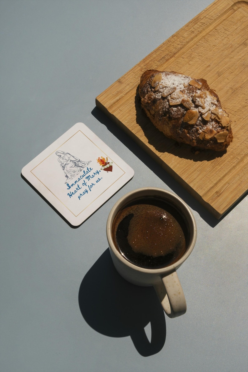 Catholic Tea Set Catholic Hostess Gift Set | Sacred Heart Coasters & Bless Us O Lord Tea ...