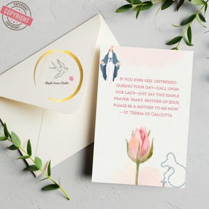 Marian Quote Printable | St. Teresa of Calcutta Card | Mother Mary Prayer | Catholic Gift for RCIA or Baptism | 4x6 Digital Download