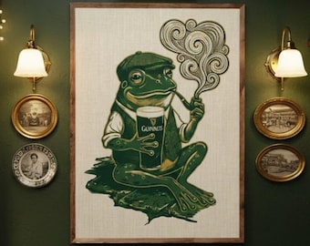 Irischer Frosch mit Bier Wand Kunst Druck, Vintage Frosch Poster, Pub Frosch Kunst | Digitaler Download