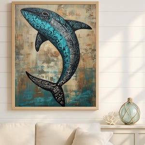 Tribal Shark Art Print: Polynesian Coastal Decor (Digital Download)
