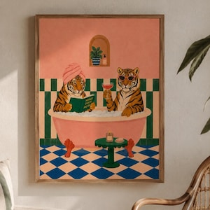 Tiger Wall Art | Animal Bath Print | Dopamine Decor | Digital Download