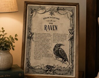 The Raven Poem Wall Art, Edgar Allan Poe Literary Poster, Gothic Print | Digital Download