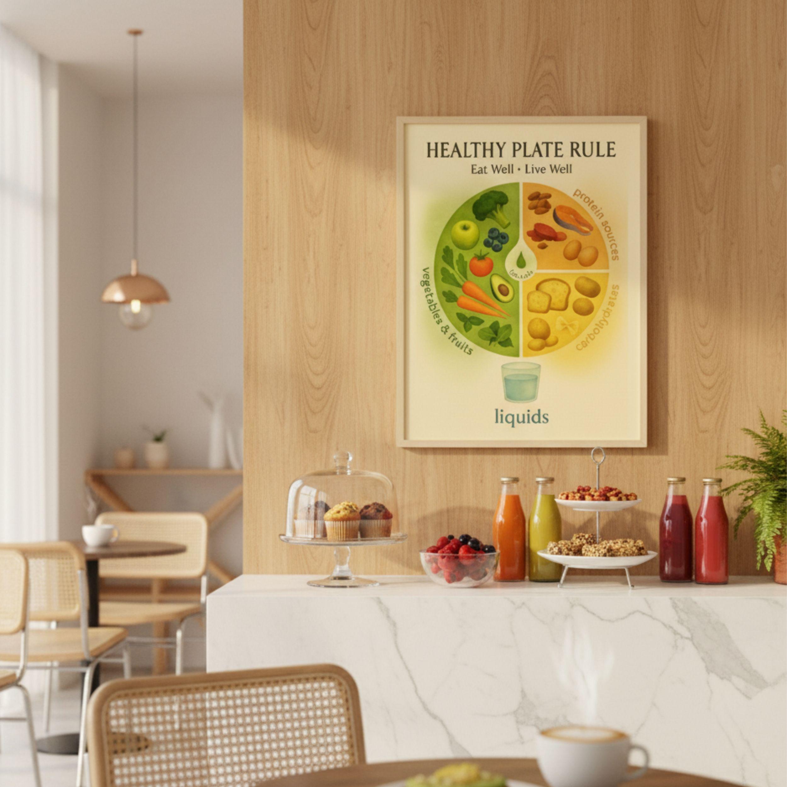 Healthy Plate Rule Nutrition Poster: Balanced Diet Printable, Digital ...