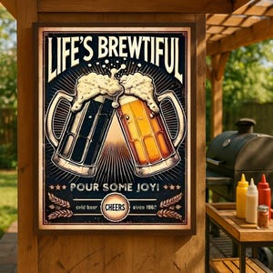 Retro Beer Poster Set – Funny Bar Wall Art Prints for Home Bar, Pub, or Man Cave | Digital Download Beer Decor