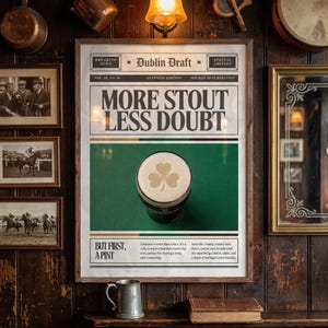 Vintage Stout Newspaper Art Print, Irish Pub Decor, Guinness Beer Poster (Digital Download) bild 1