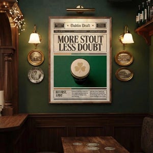 Vintage Stout Newspaper Art Print, Irish Pub Decor, Guinness Beer Poster (Digital Download) bild 4