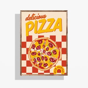 Retro Pizza Wall Decor: Italian Cuisine Art, Digital Download