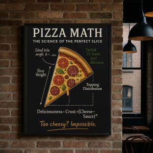 Funny Pizza Math Print: Kitchen Foodie Decor (Digital Download)