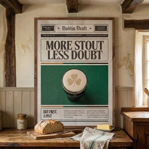 Vintage Stout Newspaper Art Print, Irish Pub Decor, Guinness Beer Poster (Digital Download) bild 5