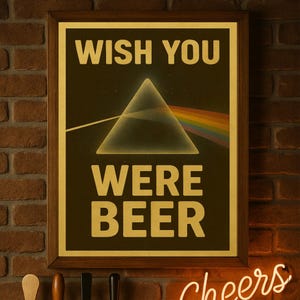 Pink Floyd inspiriertes Vintage Bier Poster, digitaler Download Wandkunst für Musik & Bar Dekor, Musikliebhaber Geschenk