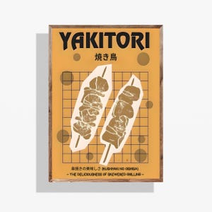 Yakitori Wall Art Print – Japanese Skewers Food Poster | Retro Kitchen Decor | Asian Street Food Illustration | Digital Download