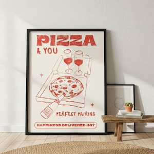 Retro pizzaaffisch, italiensk kökskonst, pizzeriarestaurangdekor (digital nedladdning) bild 3
