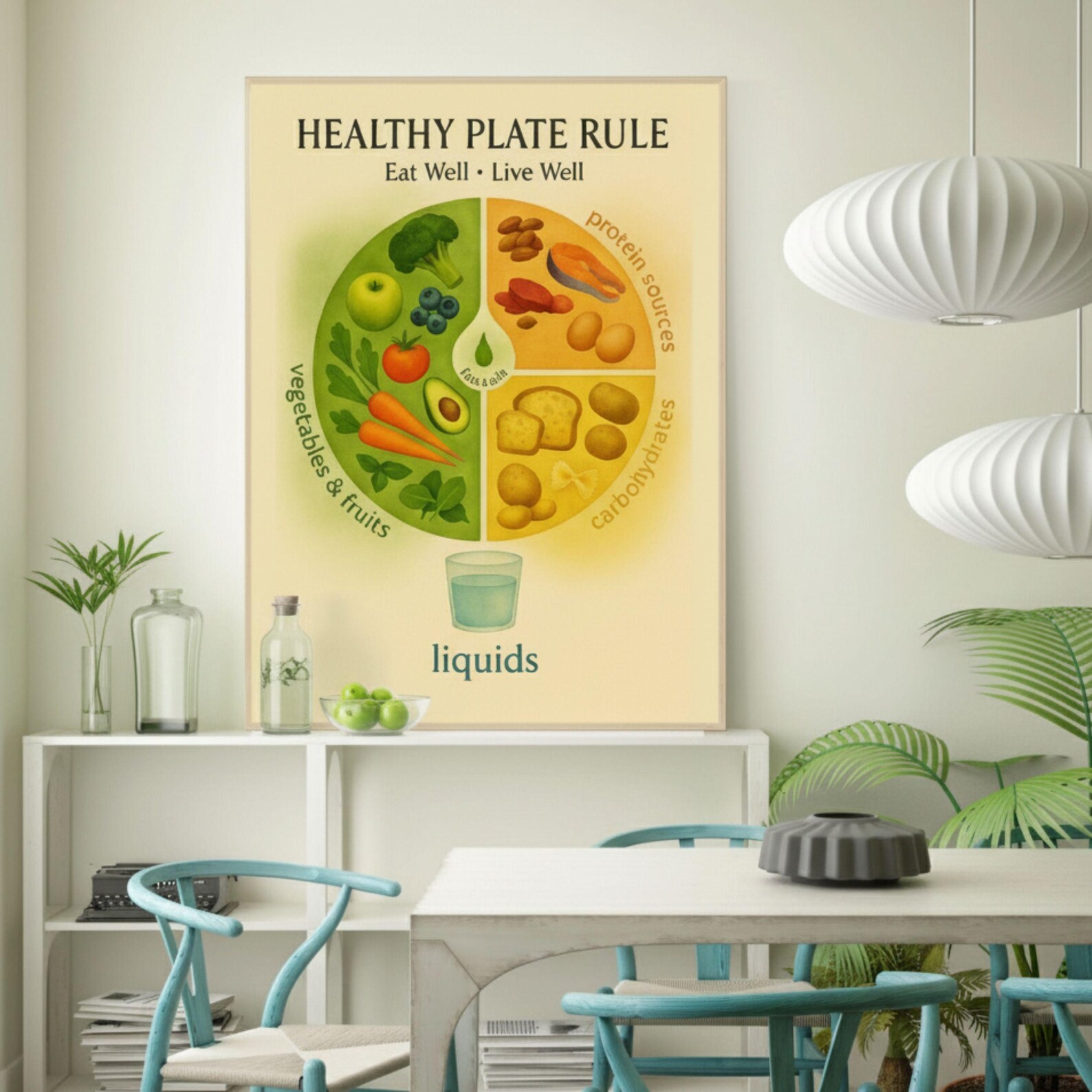 Healthy Plate Rule Nutrition Poster: Balanced Diet Printable, Digital ...