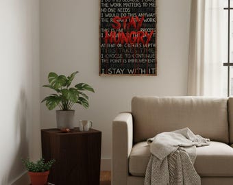Stay Hungry Minimalist Typography Art Print – Black Red Motivational Manifesto Creative Studio Digital Download