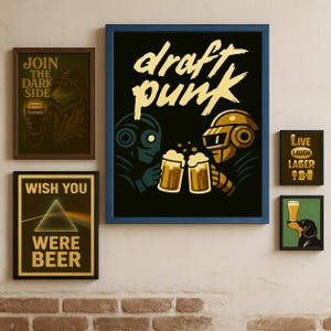 Retro Pop Art Wall Decor Set: Retro Bar Prints for Beer Lovers | Funny Printable Posters for Pub, Home Bar, or Game Room | Digital Download