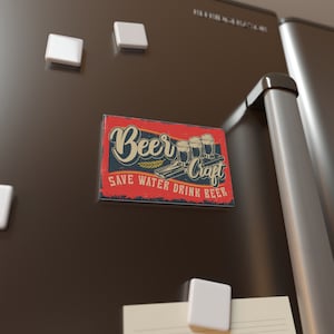 Ímã de geladeira para economizar água e beber cerveja – Ímã de geladeira divertido para cerveja com design vintage