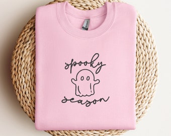 Spooky Season Embroidery Sweatshirt | Embroidered Halloween Crewneck | Cute Ghost and Funny Sweatshirts | Halloween Gifts