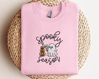 Embroidered Spooky Season Sweatshirts | Halloween Embroidery Crewnecks | Cute Ghost Sweatshirts | Halloween Pumpkin Shirts | Halloween Gifts