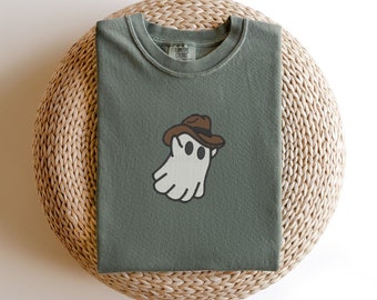 Embroidered Western Ghost Comfort Colors Shirts | Embroidered Ghost T-Shirts | Comfort Colors Tee | Funny Shirt Gifts | Gift for Her