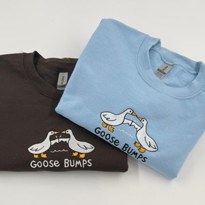 Embroidered Goose Bumps Sweatshirts, Goose Bumps Embroidery Crewneck, Funny Sweatshirts, Unisex Goose Embroidered, Halloween Sweatshirt