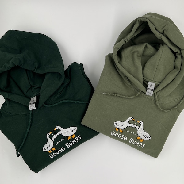 Embroidered Goose Bumps Hoodies | Goose Bumps Embroidery Hoodies | Funny Hooded Sweatshirts | Unisex Goose Embroidered | Animal Hoodies