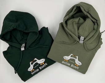 Embroidered Goose Bumps Hoodies | Goose Bumps Embroidery Hoodies | Funny Hooded Sweatshirts | Unisex Goose Embroidered | Animal Hoodies