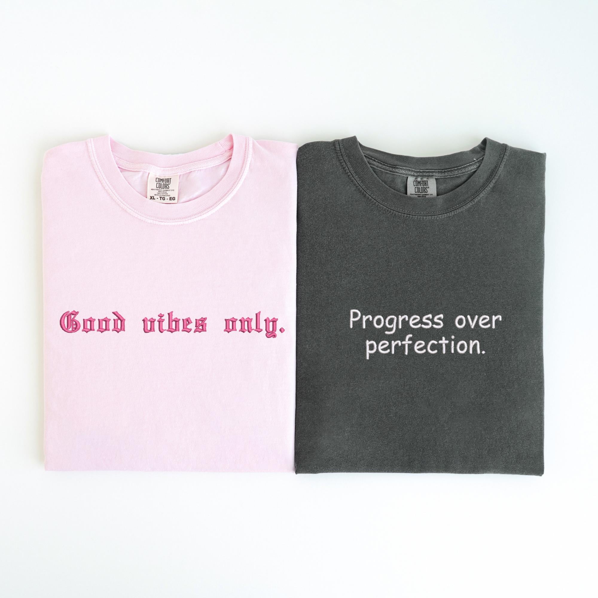 Custom Embroidered Comfort Colors Tshirt, Personalized Embroidered Shirt, Minimalistic Your Text Tee, Varsity Embroidery Outfit, Mothers day
