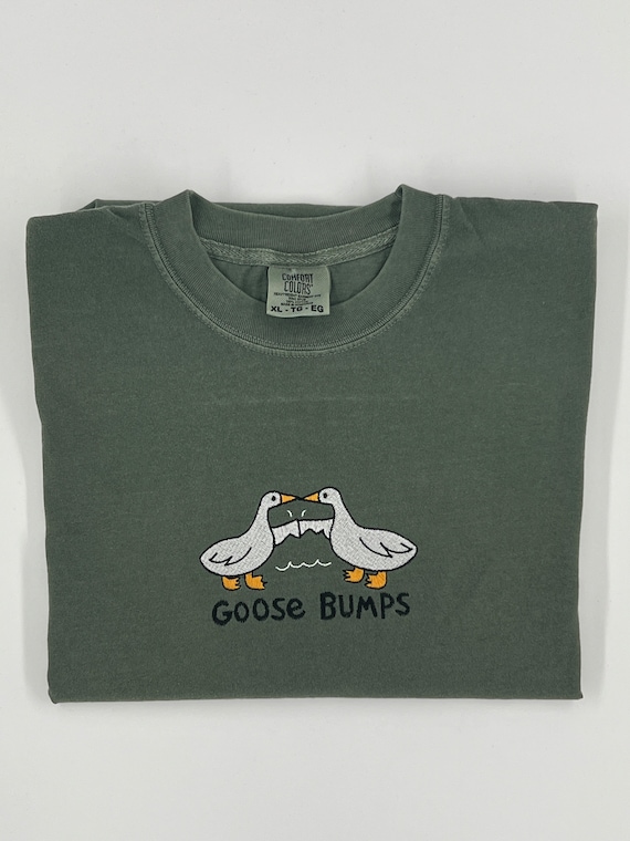 Embroidered Goose Bumps Comfort Colors T-Shirt, Goose Bumps T-shirt, Comfort Colors Cozy T-Shirts, Unisex Goose Shirt, Gift for Her