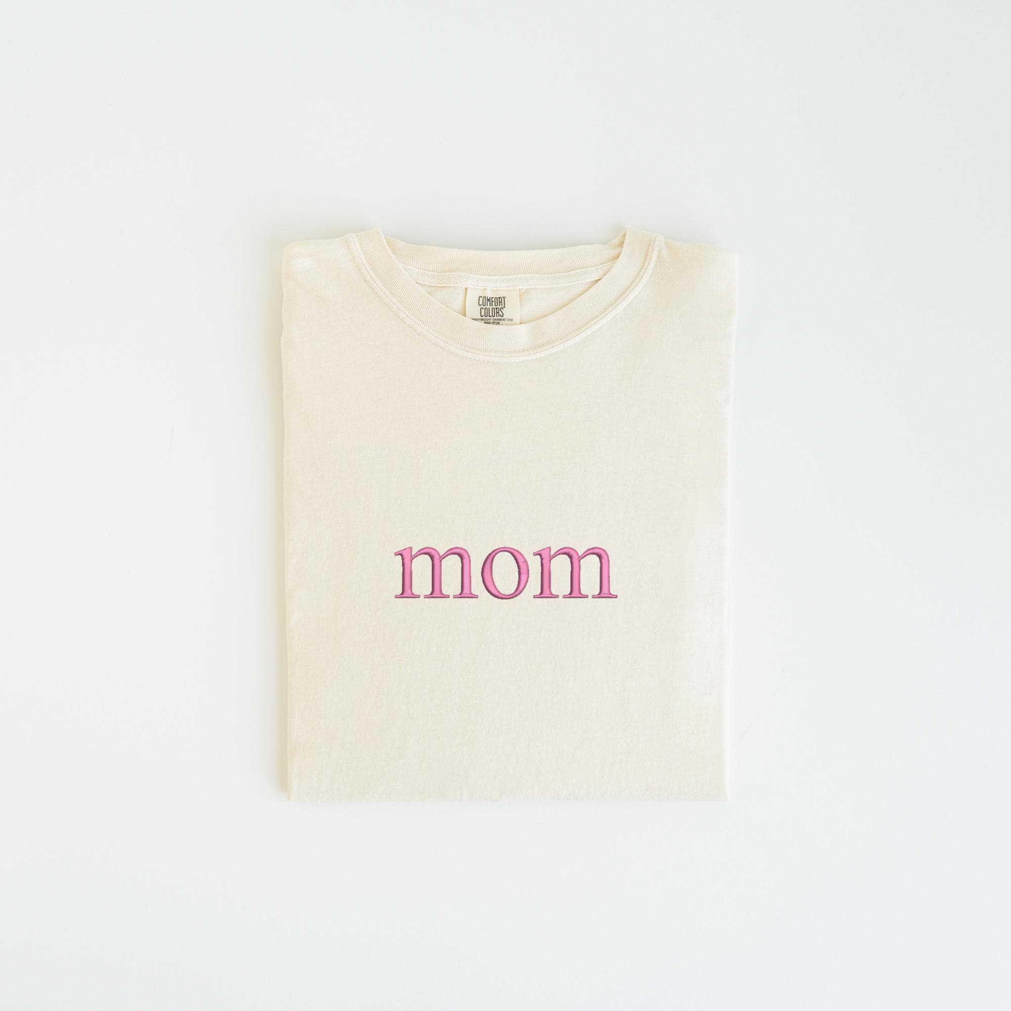Custom Embroidered Comfort Colors Tshirt, Personalized Embroidered Shirt, Minimalistic Your Text Tee, Varsity Embroidery Outfit, Mothers day