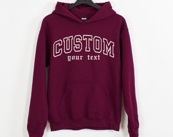 Personalized Embroidered Hoodies | Custom Text Letters Hoodies | CUSTOM TEXT | Customized Embroidery Mom Gifts Shirt | Mothers Day Gifts