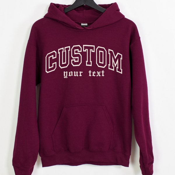 Personalized Embroidered Hoodies | Custom Text Letters Hoodies | CUSTOM TEXT | Customized Embroidery Mom Gifts Shirt | Mothers Day Gifts