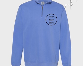 Sweat-shirt brodé Comfort Colors® 1580, Broderie unisexe du logo personnalisé avec fermeture éclair sur un quart, Cadeaux d'entreprise de luxe, Sweat-shirt avec fermeture éclair sur un quart
