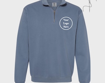 Comfort Colors® 1580 Embroidered Sweatshirt, Unisex Quarter Zip Custom Logo Embroidery, Luxury Corporate gifts, Quarter Zip Sweatshirt