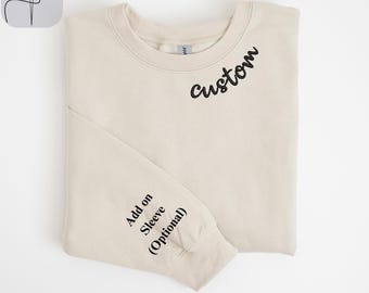 Custom Embroidered Collar Sweatshirt, Personalized Crewneck, Mom Gift