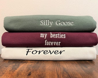 Custom Embroidered Sweatshirt | Custom Text Crew Sweatshirt | Personalized Crewneck Sweater | Couples Matching Sweatshirts | Gift for Her