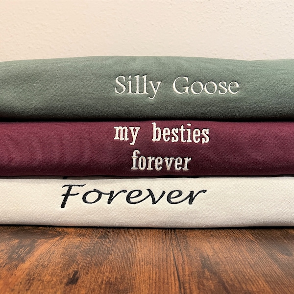 Custom Embroidered Sweatshirt | Custom Text Crew Sweatshirt | Personalized Crewneck Sweater | Couples Matching Sweatshirts | Gift for Her