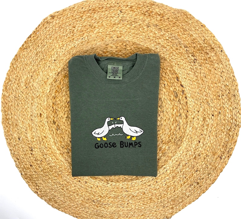 Embroidered Goose Bumps Comfort Colors T-Shirt, Goose Bumps T-shirt, Comfort Colors Cozy T-Shirts, Unisex Goose Shirt, Gift for Her image 4