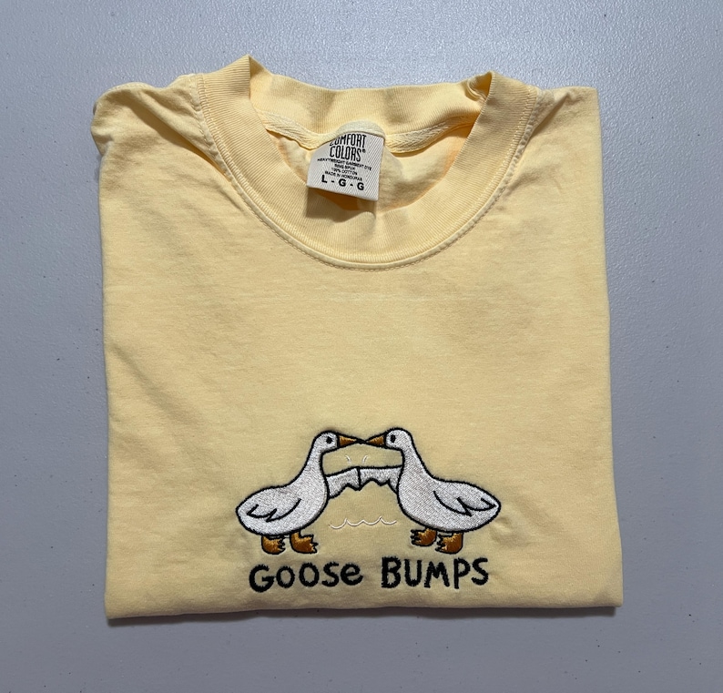 Embroidered Goose Bumps Comfort Colors T-Shirt, Goose Bumps T-shirt, Comfort Colors Cozy T-Shirts, Unisex Goose Shirt, Gift for Her image 7