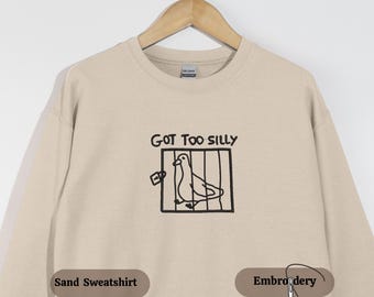 Besticktes Gans Sweatshirt: Lustiger Komfort Farben Rundhalsausschnitt