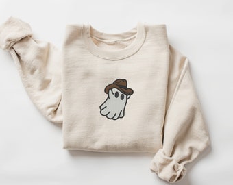 Embroidered Western Ghost Sweatshirt | Western Ghost Embroidery Crewneck | Funny Sweatshirts | Halloween Sweatshirt | Spooky Season