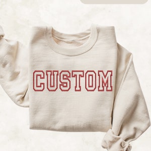 Sudadera bordada personalizada, cuello redondo con texto recto y curvo personalizado, bordado personalizado, sudadera personalizada, sudadera de Halloween