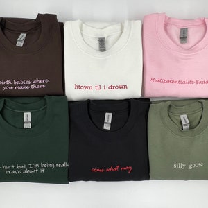 Individuell bestickte Sweatshirts Personalisiertes Text-Sweatshirt Übergroßes Vintage-Sweatshirt Personalisiert Hochzeiten Passende Freunde Bild 3