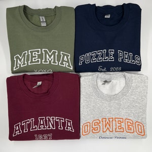 Personalized Embroidered Sweatshirt, Custom Embroidered Crewneck, Custom Text Embroidered Sweatshirt, Custom Embroidery, Gift for Mom,Unisex