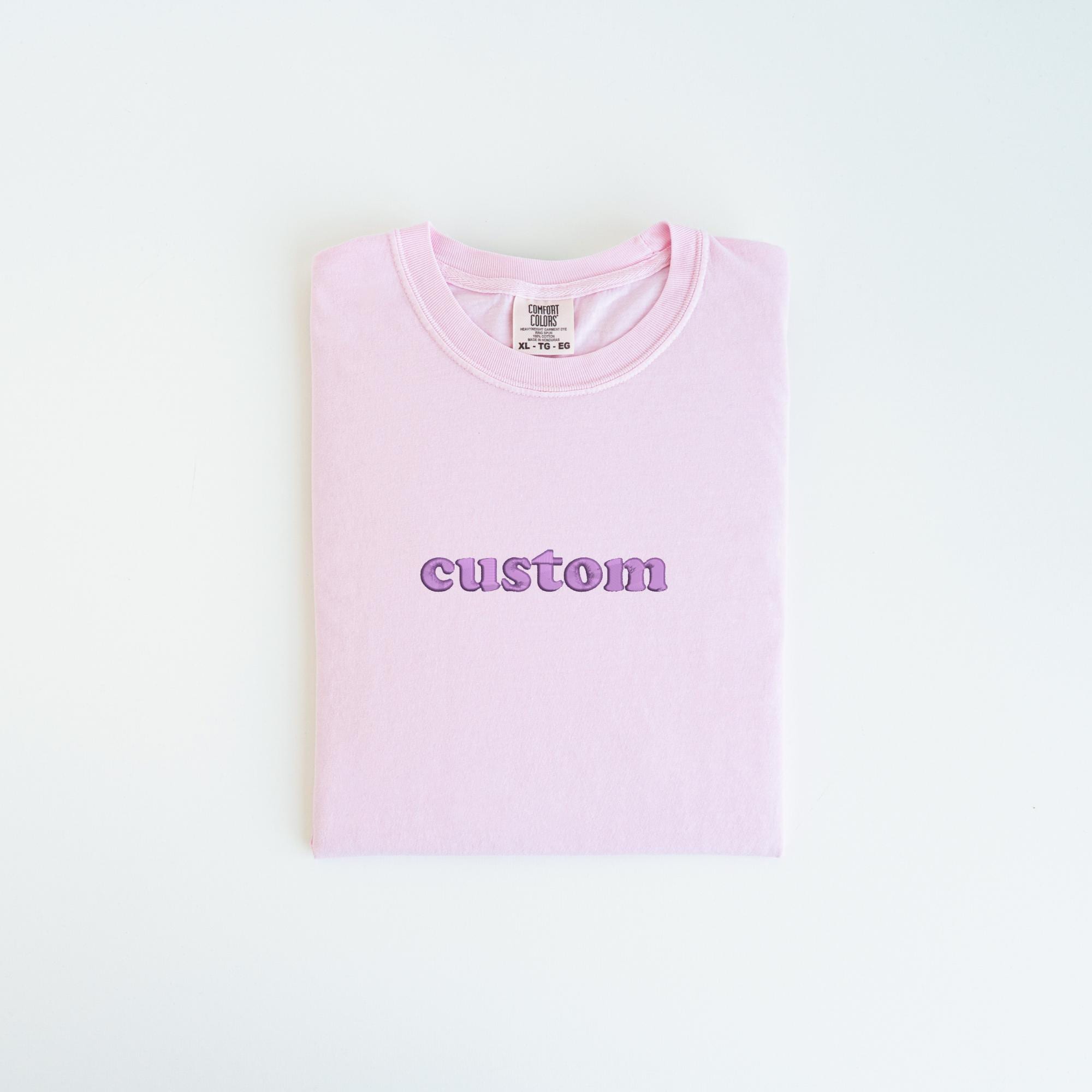 Custom Embroidered Comfort Colors Tshirt, Personalized Embroidered Shirt, Minimalistic Your Text Tee, Varsity Embroidery Outfit, Mothers day