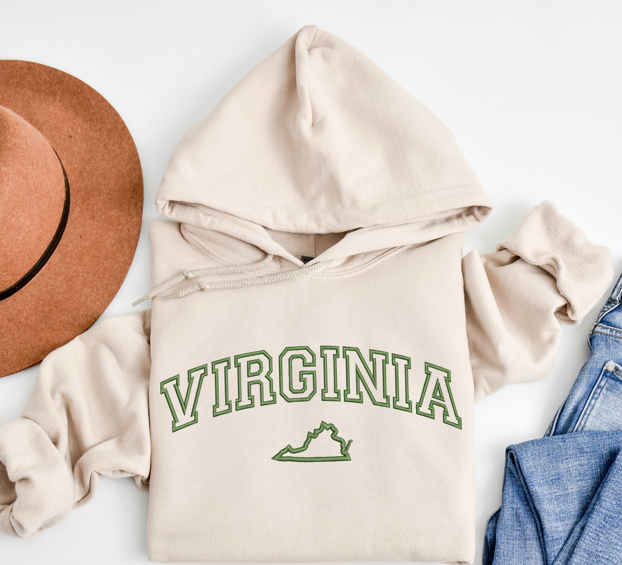 Embroidered Custom State Name Hoodies | Personalized USA States Map Hoodies  | State Name and Map Embroidery | Your Town and State Hoodies