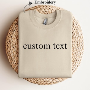 Custom Text Embroidered Hoodie Sweatshirt, Minimalist Embroidery Hoodie, Personalized Christmas Gifts, Your Text Handmade Shirt, Custom Logo